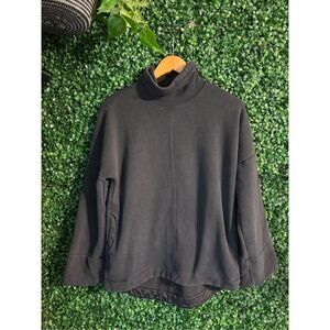 Athleta Women's Cozy Karma Funnel Neck Sweatshirt Tunic Fleece Sz XS Black Pocke